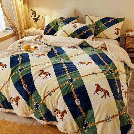 Mjuk komfortfilt Duplex Filt Quilt Vinter Thicken Thermal Coral Fleece Nap Fläns Cover Enkel Unrestrained 200x230cm