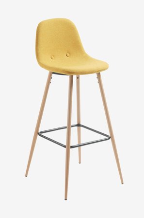 Kave Home - Jakkarat Nolite, istuinkorkeus 65 cm, 2/pakk. - Keltainen - Baarituolit & baarijakkarat - - Homeroom