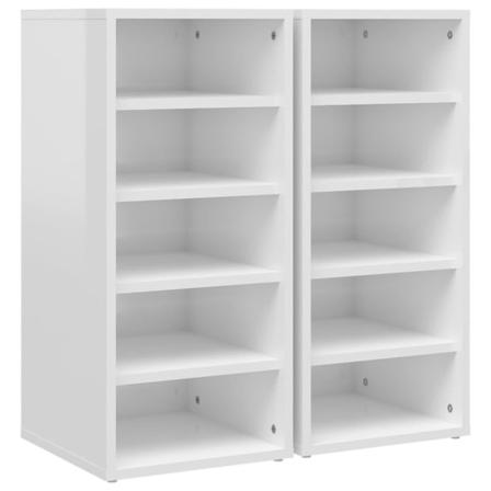 Vidaxl Skoskåp 2 St Vit Högglans 31,5x35x70 Cm Konstruerat Trä Vit