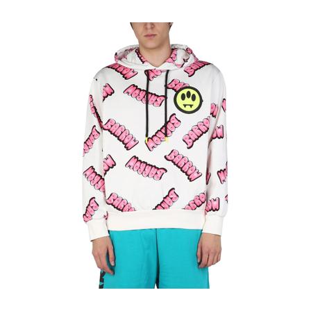 Barrow Sweatshirt With All Over Logo Print Hvid, Herre Hættetrøjer