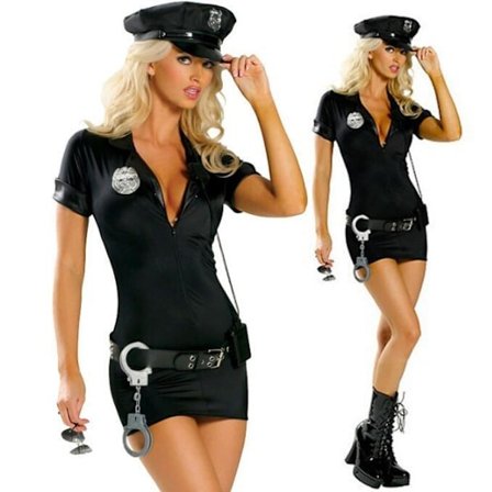 Kvinners sexy politiuniform antrekk Halloween kostyme K XL