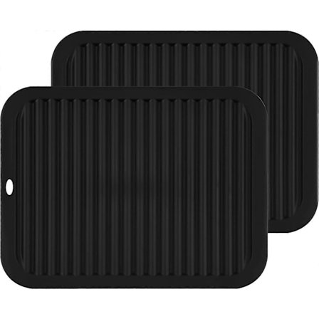 Sæt med 2 multifunktionelle silikone grydelapper, perfekte som bordskåner eller dræner, skridsikre, fleksible, holdbare og varmebestandige 