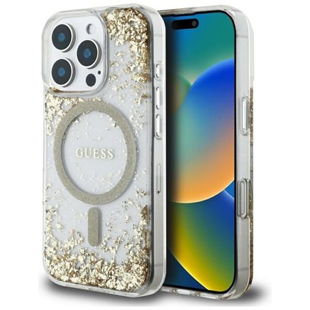 Guess HC Resin Bottom Glitter MagSafe-etui til iPhone 16 Pro Max - guld