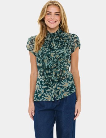 Saint Tropez Liljasz Crinkle Ss Shirt - Green - M