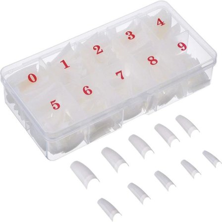 500 st Lösnaglar och tippar kit, nageltippar, konsttippar, naturliga franska konstgjorda ABS med låda för kvinnor och flickor, gel