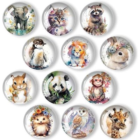 (30 mm) 12 stk. dyremagneter til kjøleskap, 3D-kjøleskapsmagnet, flat magnet, magneter til whiteboard, whiteboardmagnet