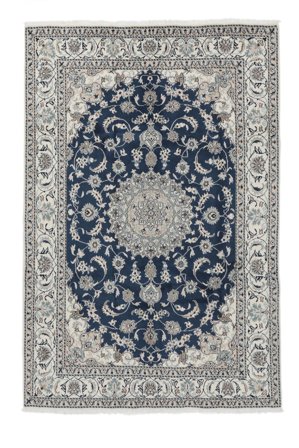 Hand Knotted Persian Nain Rug 194X298 Dark Grey/Black