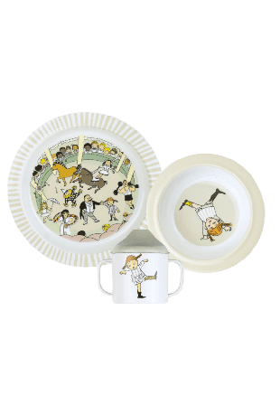 PIPPI Cirkus, Barnservis, 3-del Mata & äta Unisex Vit ONESIZE