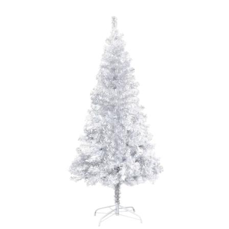Vidaxl Plastgran Med Led Och Julgranskulor Silver 150 Cm Pet Silver