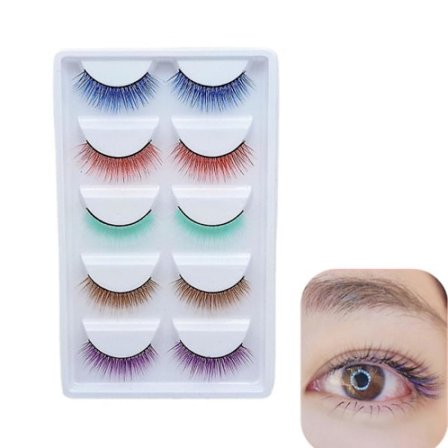 5 par fargede øyevipper, fargerike øyevipper Halloween mink e