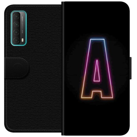 Yhteensopiva Lompakkokotelo Huawei Huawei P smart 2021 Minimalistinen neonkirjain A sateenkaarenvärisessä valossa mustaa taustaa vasten modernissa t