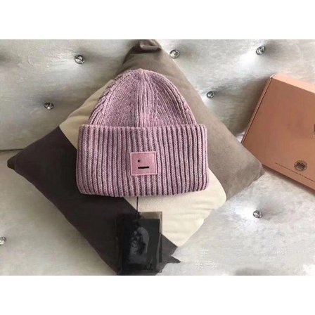 Smiley Uldhue til Par – Firkantet Rullet Højkvalitets Vinterhue med Farveblanding, Hyggelig Varm Strikket Hue, Trendy Beklædning til Koldt Vejr