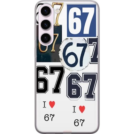 Kompatibelt Mobilskal till Samsung Samsung Galaxy S23+ 67 meme vintage nummer kollage retro 6-7 nummer klassisk typografi vintage design