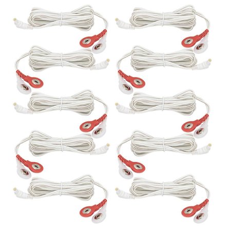 10 stk / pose 2,35 mm 1,5 m 2‐i‐1 knapptype elektrodeledningskabler for TENS-enhet fysioterapimaskin