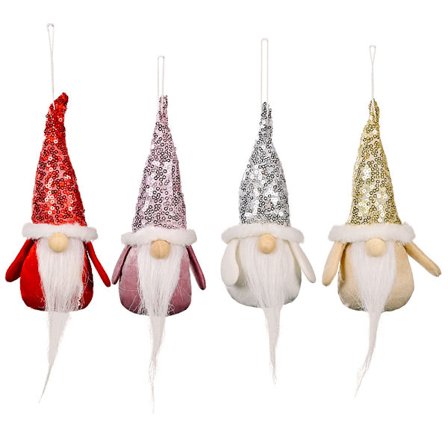 4 stk. Juletræ Hængende Nisser Ornamenter Håndlavede Svenske