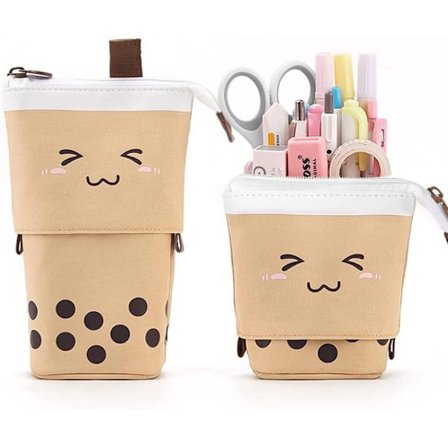 Penaali - Vaaleanruskea/Kahvinvärinen - Suuri penaali vetoketjulla - 22 x 9 x 14 cm