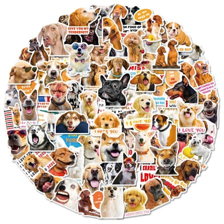 100-pakning super søte hundeklistremerker for bærbar PC, vannflaske, skateboard, gitar, reise, sykkel, boks
