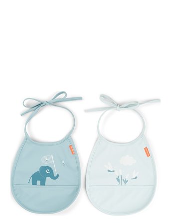 Done by Deer Tiny Pocket Bib 2-Pack Elphee Blue - Blue - ONE SIZE