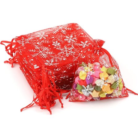 Organzapåsar Lavendel Organzapåsar 9x12CM Jul Organzapåsar med Snöflingor, för Bröllopsgåvor och Smycken Godis