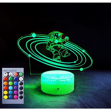 3D Astronaut Yövalo Pöytälevy Optinen Illuusio Valaisimet 16 Väriä Vaihtava Valo LED Pöytävalaisin Joulu Koti Rakkaus Syntymäpäivä Lapset Lahja