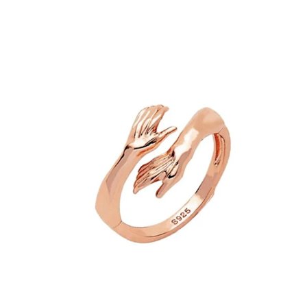 Silver Smycken Kärlek Kram Ring Mode Retro Tidvattenström Justerbara Öppna Ringar för Kvinnor Män Älskares Smyckesgåvor