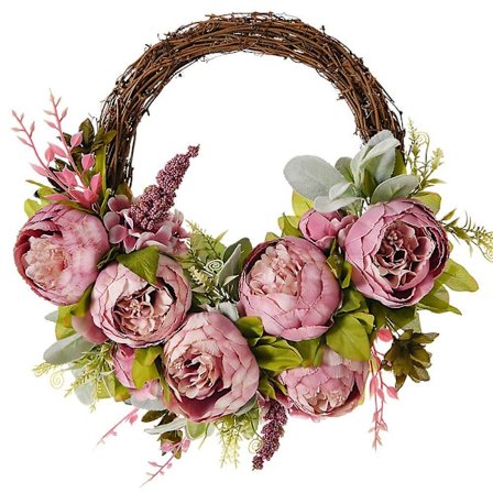 Ny Kunstig Peon Krans Peon Blomsterkrans Vår Sommer Kranser Vinranke Krans Grønne Blad