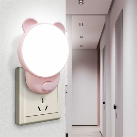 LED Nattlampe Varmt Lys ROSA EU-PLUGG EU-STOPP