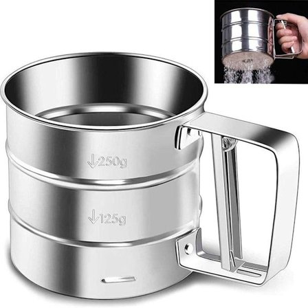 Enhånds rustfrit stål pulveriseret sukker shaker pulveriseret sukker sigte køkkenredskaber KLB