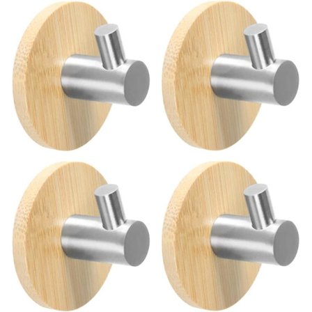 6 stk. badeværelses håndklæde krog træ knagerække bambus væg krog klæbende krog badeværelse håndklæde krog klæbende dør krog til køkken bad