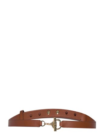 Lauren Ralph Lauren Leather Toggle Skinny Belt - Brown - XL