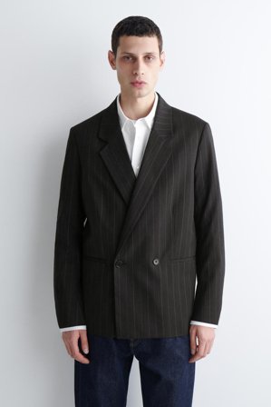 COS Men's Blazer Cruzada De Raya Diplomática in Gris