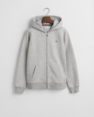 GANT - Hettegenser med glidelås til ungdom, unisex light grey melange
