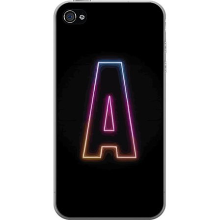 Kompatibelt Mobilskal till Apple Apple iPhone 4 Minimalistisk neonbokstav A i regnbågsfärgat ljus mot svart bakgrund i modern typografisk stil