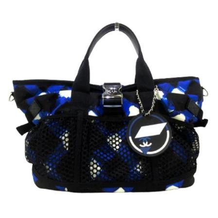 Chanel Vintage, Pre-owned Tote Bags Blauw, Dames, Maat:ONE Size,nylon