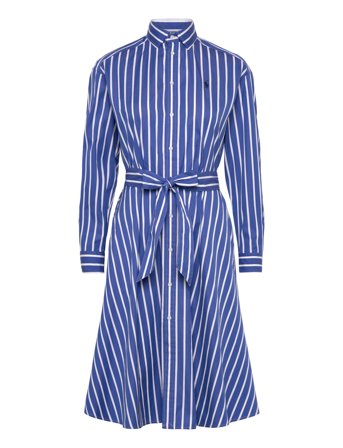 Belted Wide-Stripe Cotton Shirtdress Blue Polo Ralph Lauren
