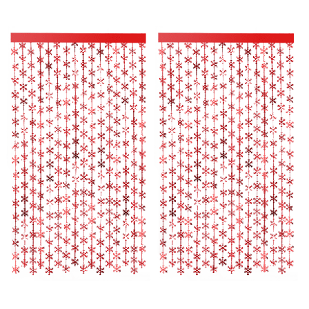 2 stk. snøflakfoliegardiner Glansfull metallisk frynser for