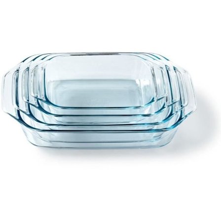 Set med 4 ugnsformar - PYREX - Glas - Rektangulär - 27/31/35/39 cm