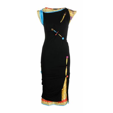 Versace Midi Kjole Sort, Dame