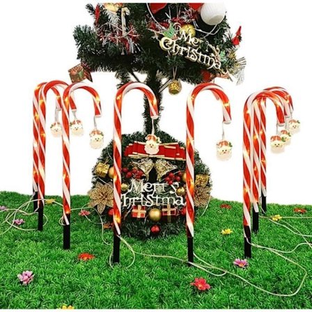 8-pak Candy Cane Lyskæde: Lysende Slikstok, 8 Tilstande Juledekoration