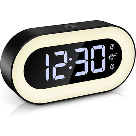 Digital vækkeur, LED natlampe vækkeur med snooze,