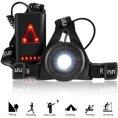 Löpväst Med Led-ljus 250 Lumen För Löpning, Cykling, Vandring, C Svart