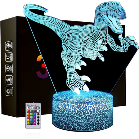 SBSG Dinosauruksen yövalot, 3D T-Rex illuusio valo 16 värin vaihdettava lamppu