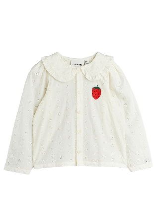 Mini Rodini Strawberry Schiffli Blus Skjortor & blusar Unisex Vit 116/122
