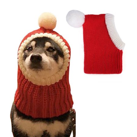 Hundelue Jul - Varm Vinter Hundelue Valp Tykk Lue Liten Strikket Katte Julehodebånd Hundeklær for Små Hunder