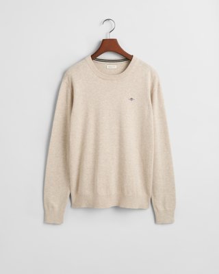 GANT - Bomullsgenser med rund hals for ungdom, unisex light beige melange