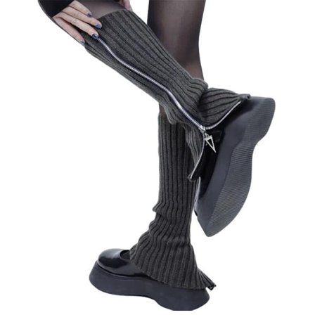 Ull Strømpefyll Vinter Lang Ankeldeksel JK Varmt Ensfarget Mørkegrå KLB