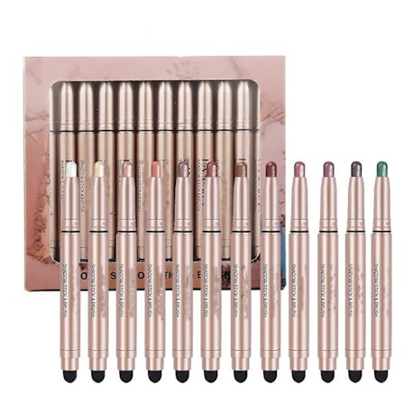 12 st Shimmer Ögonskuggstift Set, Krämögonskuggstift, Färgglad Ögonmakeup Ögonskugga Highlighter Penna, Vattentät Glitter Kräm Ögonskugga Stift