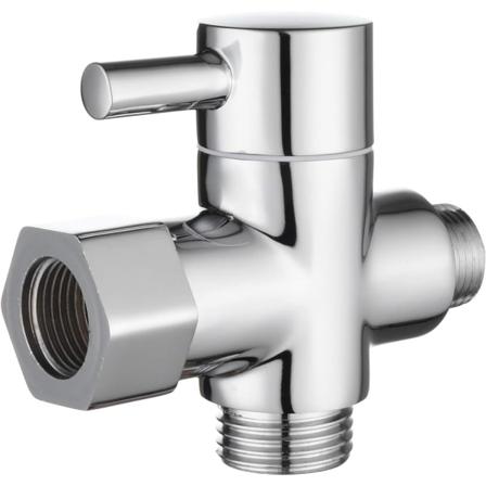 Vejventil Massiv messing 3/8"-12/17 T Adapter Omskifterventil til WC Toilet, Forkromet, DSF007D