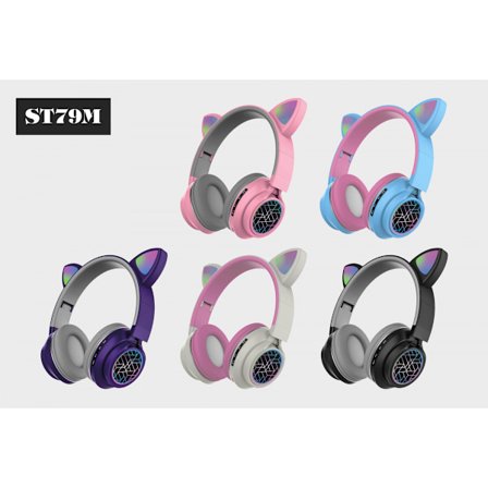 Gaming-hörlurar, EASARS Cat Ear-hörlurar, USB-hörlurar med infällbar brusreducerande mikrofon, 7.1 Surround Sound, LED-ljus-hörlurar