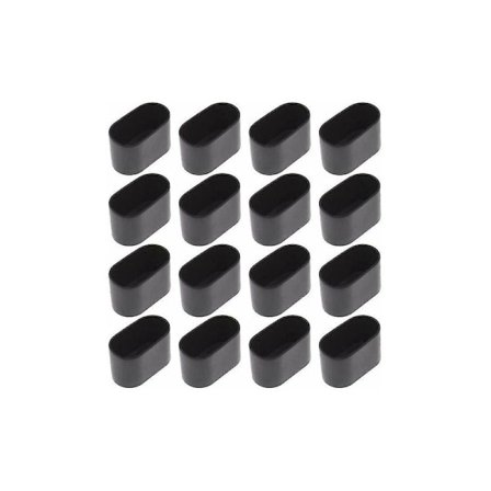 16 ovale dupsko til bord og stol, 15 x 30 mm, sort